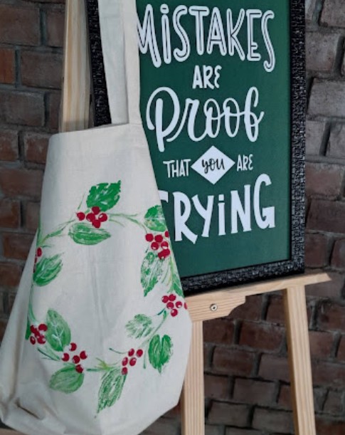 Hand-painted tote bag